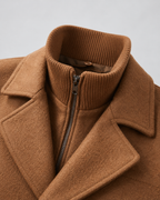 Men's Wool Coat Zip Insert Funnel Neck Tailored