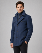 Men's Wool Coat Zip Insert Funnel Neck Tailored