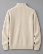 Men's Wool Full-Zip Sweater - Funnel Neck Long Sleeve
