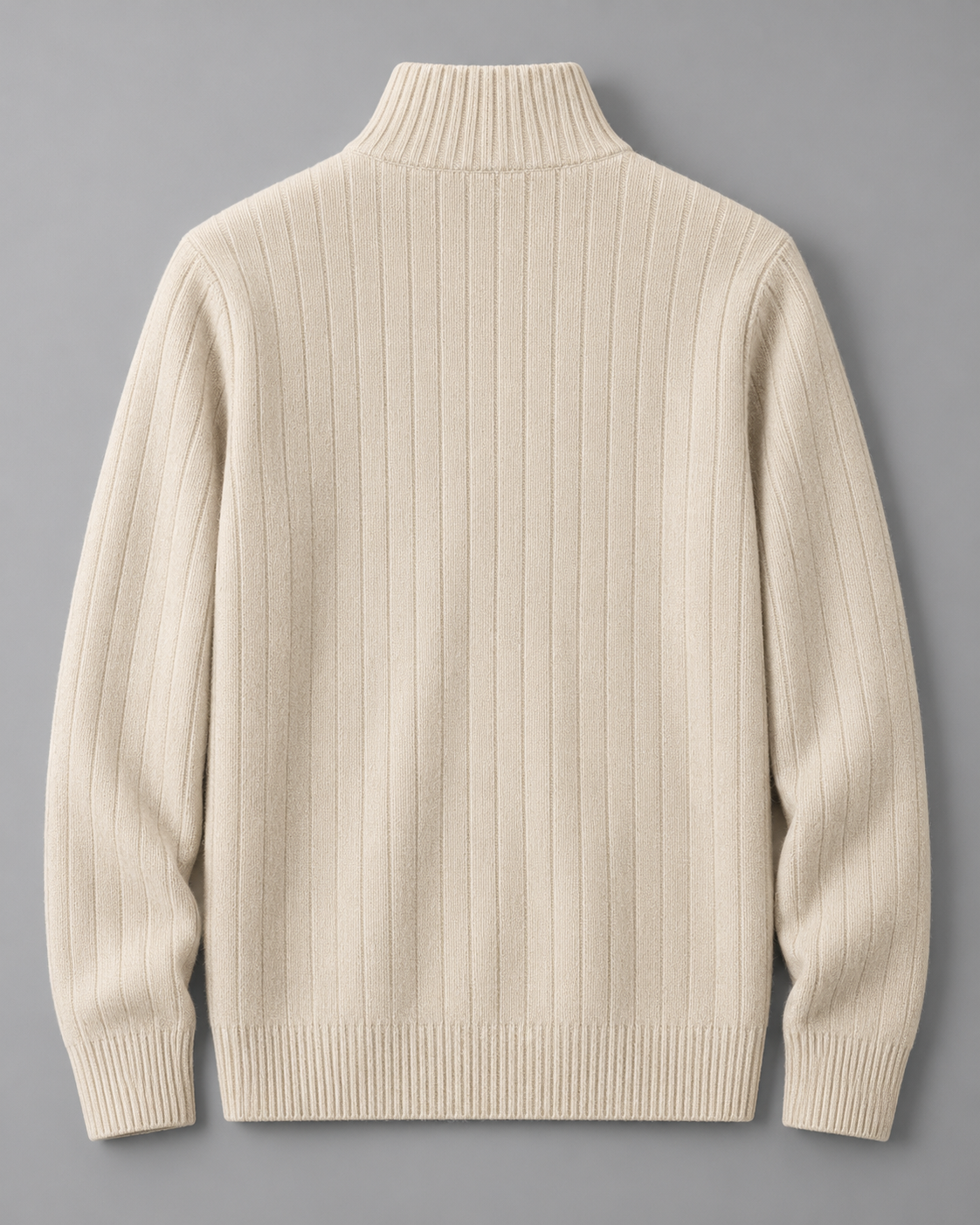 Men's Wool Full-Zip Sweater - Funnel Neck Long Sleeve