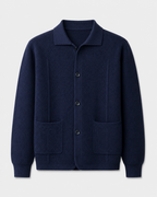Men's Wool Overshirt - Textured Knit Button-Front