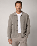 Men's Wool Overshirt - Textured Knit Button-Front