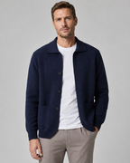 Men's Wool Overshirt - Textured Knit Button-Front