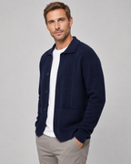 Men's Wool Overshirt - Textured Knit Button-Front
