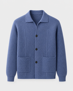 Men's Wool Overshirt - Textured Knit Button-Front