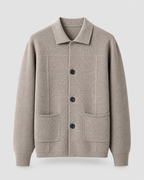 Men's Wool Overshirt - Textured Knit Button-Front