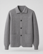 Men's Wool Overshirt - Textured Knit Button-Front