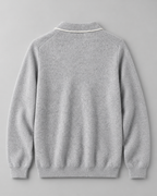 Men's Wool Polo Sweater - Contrast Trim Collar