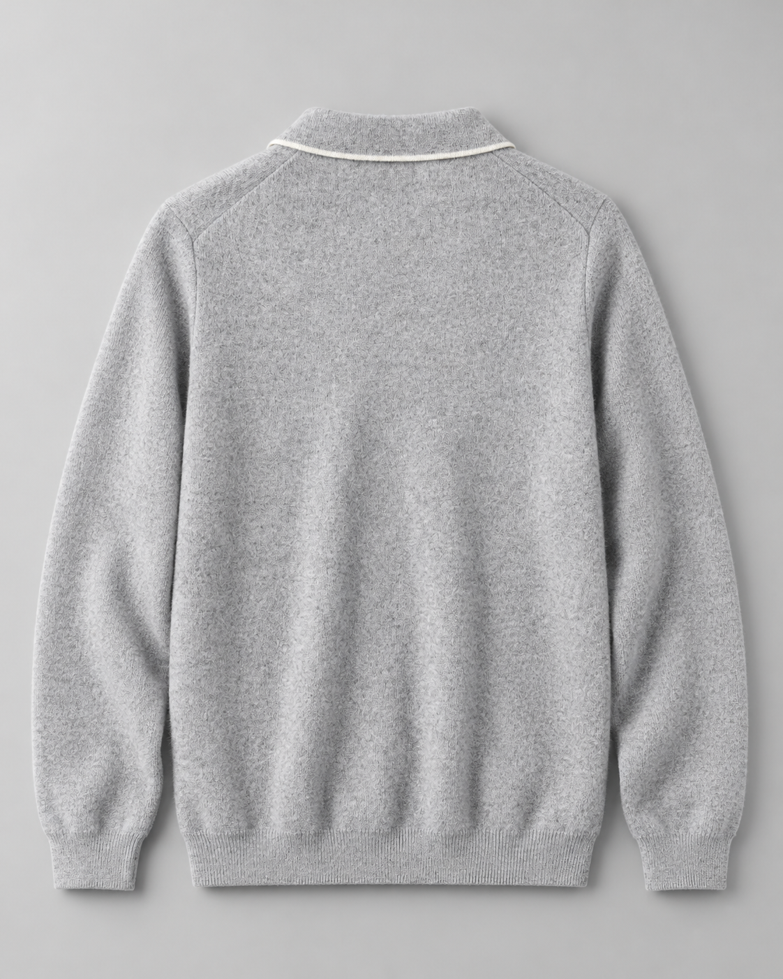 Men's Wool Polo Sweater - Contrast Trim Collar