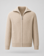 Men's Wool Quarter-Zip Sweater - Ribbed Mock Neck Regular Fit