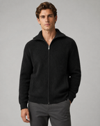 Men's Wool Quarter-Zip Sweater - Ribbed Mock Neck Regular Fit