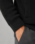 Men's Wool Quarter-Zip Sweater - Ribbed Mock Neck Regular Fit