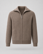 Men's Wool Quarter-Zip Sweater - Ribbed Mock Neck Regular Fit