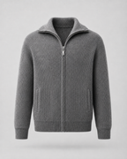 Men's Wool Quarter-Zip Sweater - Ribbed Mock Neck Regular Fit