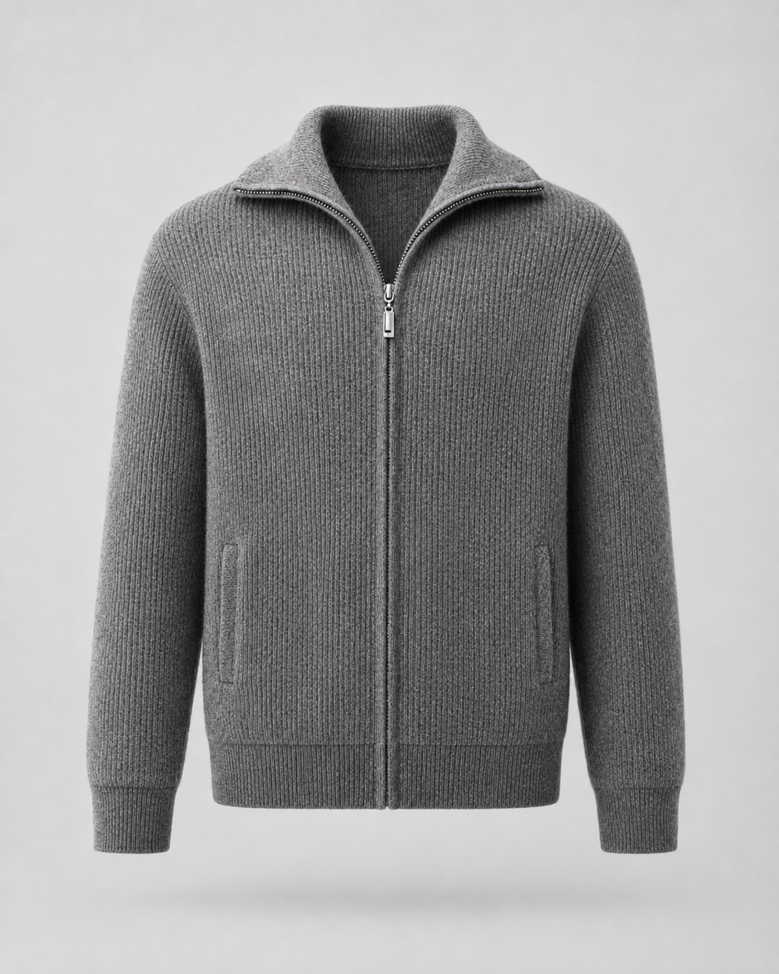 Men's Wool Quarter-Zip Sweater - Ribbed Mock Neck Regular Fit