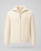 Men's Wool Quarter-Zip Sweater - Ribbed Mock Neck Regular Fit