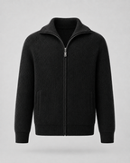 Men's Wool Quarter-Zip Sweater - Ribbed Mock Neck Regular Fit