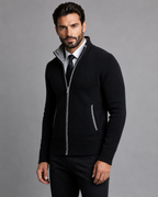 Men's Zip Sweater - Funnel Neck Textured Knit