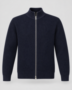 Men's Zip Sweater - Ribbed Knit Stand Collar