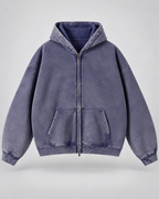 Men's Zip-Up Hoodie - Washed Fleece Oversized Fit
