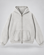 Men's Zip-Up Hoodie - Washed Fleece Oversized Fit
