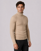 Men's Ribbed Turtleneck Sweater - Slim Fit Long Sleeve