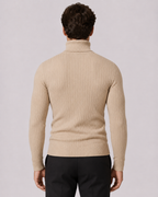 Men's Ribbed Turtleneck Sweater - Slim Fit Long Sleeve