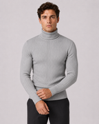 Men's Ribbed Turtleneck Sweater - Slim Fit Long Sleeve