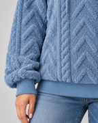 Women's Plush Textured Hoodie – Cable Pattern Relaxed Fit