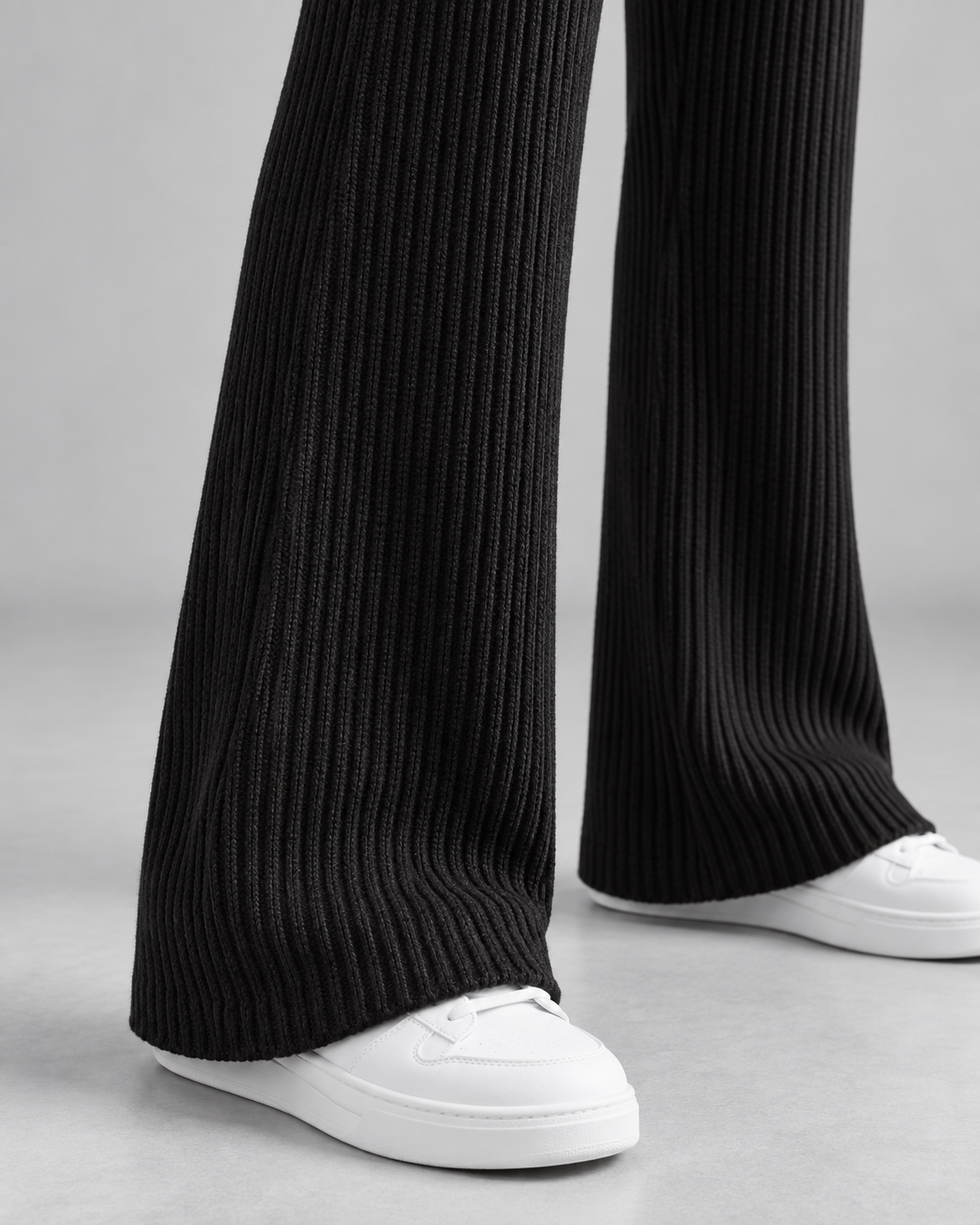 Women's Ribbed Knit Wide-Leg Sweatpants – High-Rise Full Length