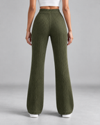 Women's Ribbed Knit Wide-Leg Sweatpants – High-Rise Full Length