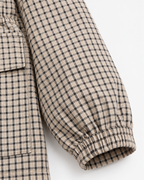 Plaid Utility Jacket - Snap-Front Drawstring Waist