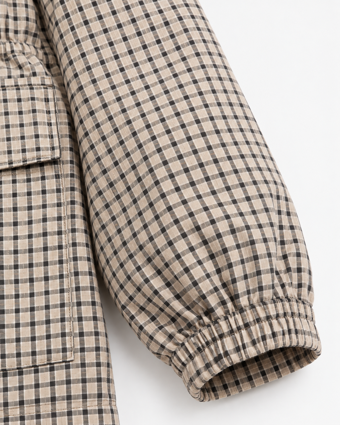 Plaid Utility Jacket - Snap-Front Drawstring Waist