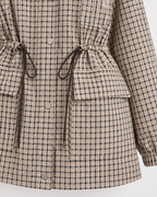 Plaid Utility Jacket - Snap-Front Drawstring Waist