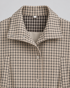 Plaid Utility Jacket - Snap-Front Drawstring Waist
