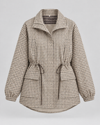 Plaid Utility Jacket - Snap-Front Drawstring Waist