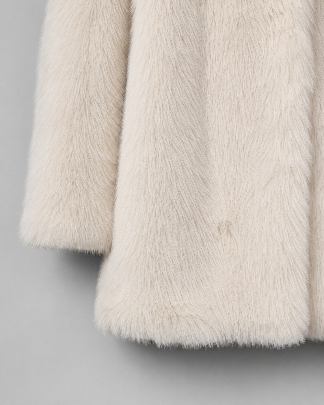 Plush Faux Fur Jacket - Shawl Collar Mid-Thigh Length