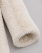 Plush Faux Fur Jacket - Shawl Collar Mid-Thigh Length