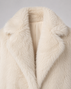 Plush Faux Fur Jacket - Shawl Collar Mid-Thigh Length