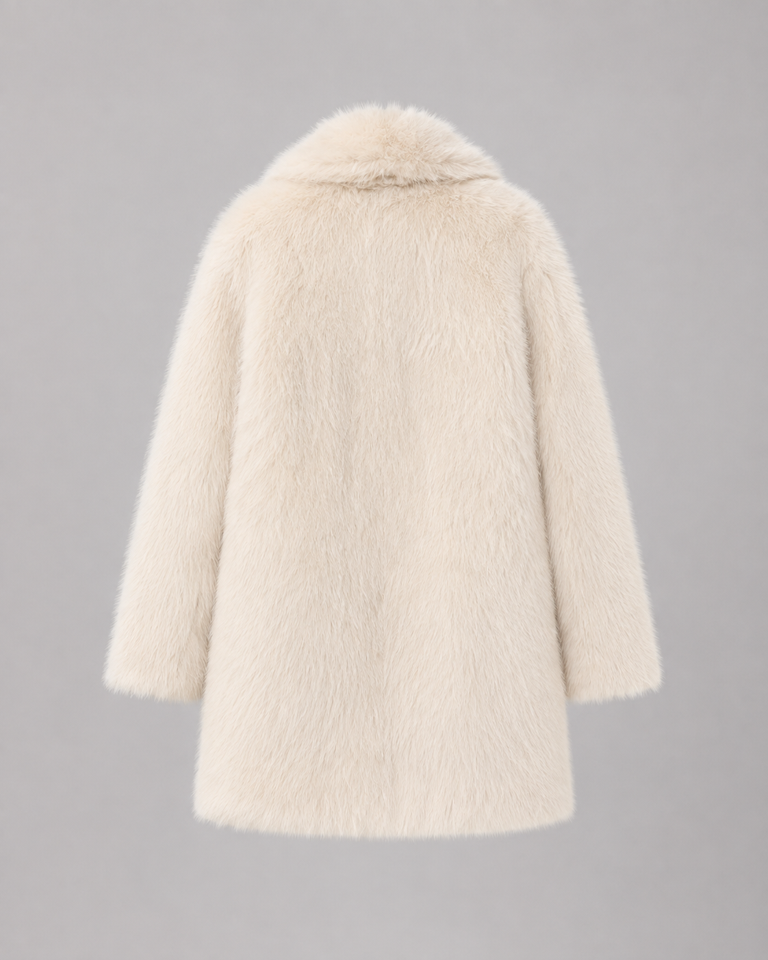 Plush Faux Fur Jacket - Shawl Collar Mid-Thigh Length