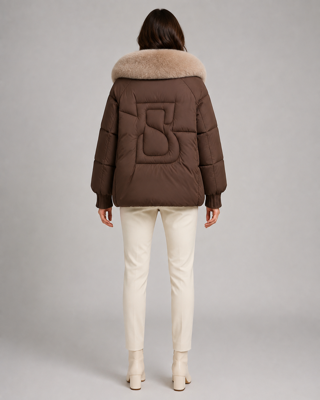 Puffer Jacket - Oversized Fur Collar Short Fit