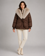 Puffer Jacket - Oversized Fur Collar Short Fit