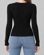 Ribbed Henley Sweater - Slim Fit Long Sleeve