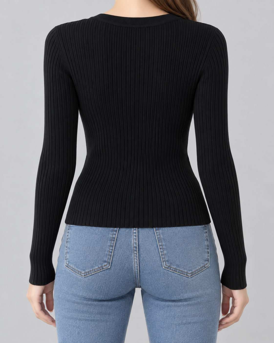 Ribbed Henley Sweater - Slim Fit Long Sleeve