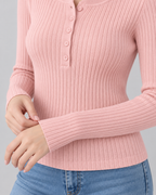 Ribbed Henley Sweater - Slim Fit Long Sleeve