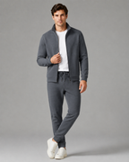 Tracksuit Set - Textured Zip-Up Jacket & Joggers