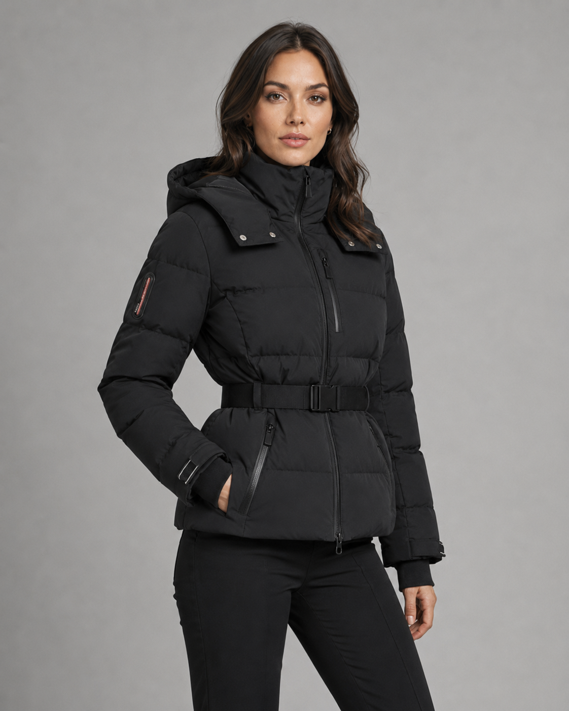 Women's Hooded Belted Puffer Jacket