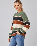 Women's Color Block Knit Sweater - Crew Neck Relaxed Fit