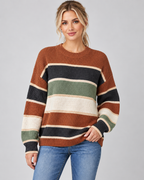 Women's Color Block Knit Sweater - Crew Neck Relaxed Fit