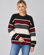 Women's Color Block Knit Sweater - Crew Neck Relaxed Fit